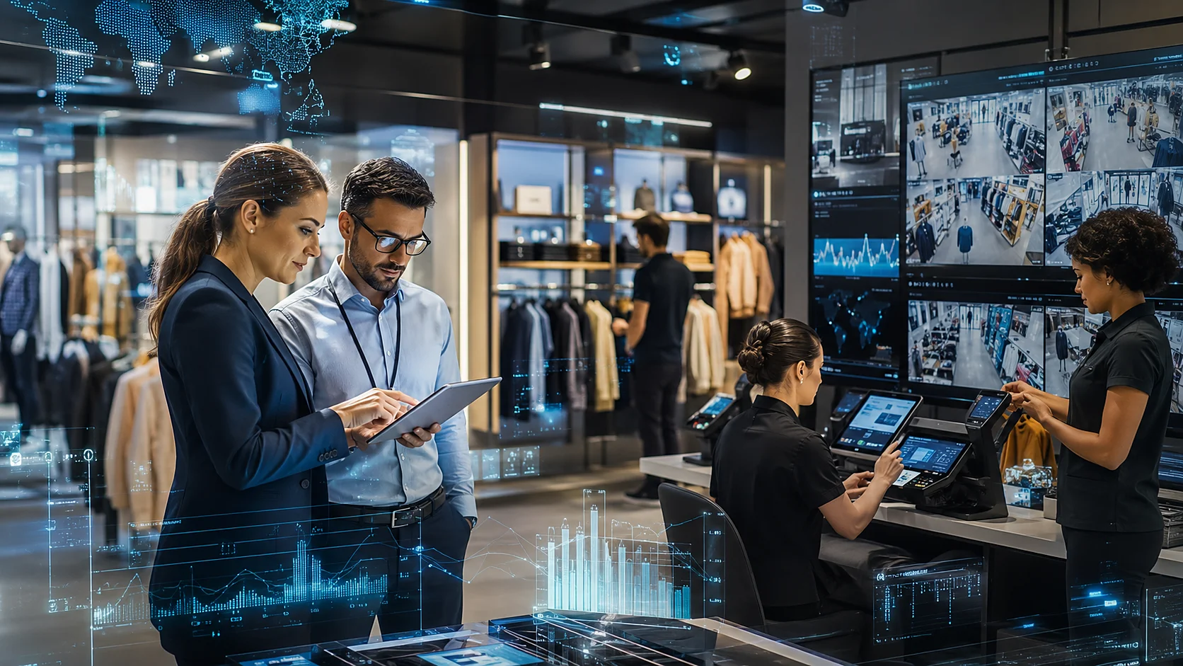 Network operations control room monitoring multi-site retail estate
