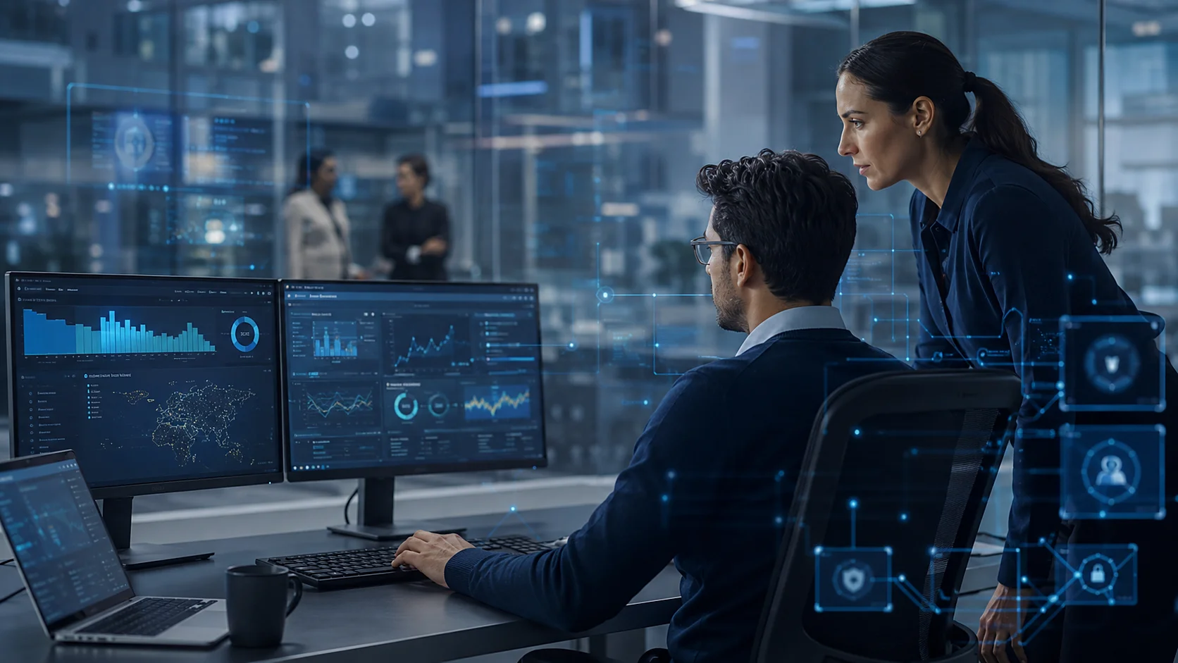 VUC security operations wall with live threat dashboards